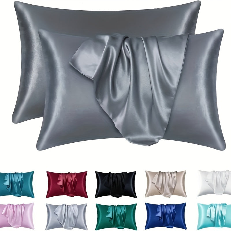 Satin Pillowcase 100% Polyester Solid Color Breathable Cooling Envelope Closure