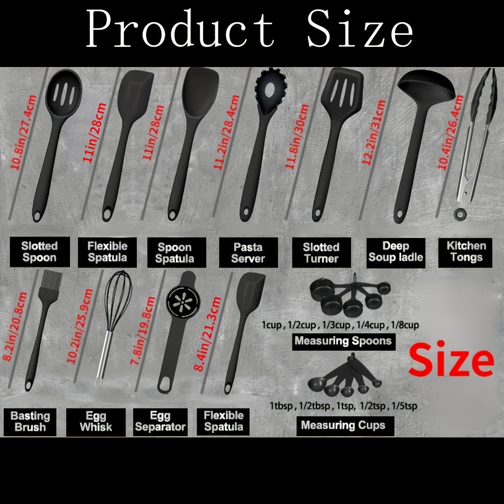 21-Piece Non-Stick Silicone Kitchen Utensil Set with Cooking Tools