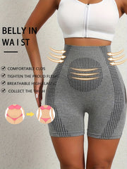 Women's High-Waisted Shaping Shorts Breathable Polyamide Elastane Polka Dots