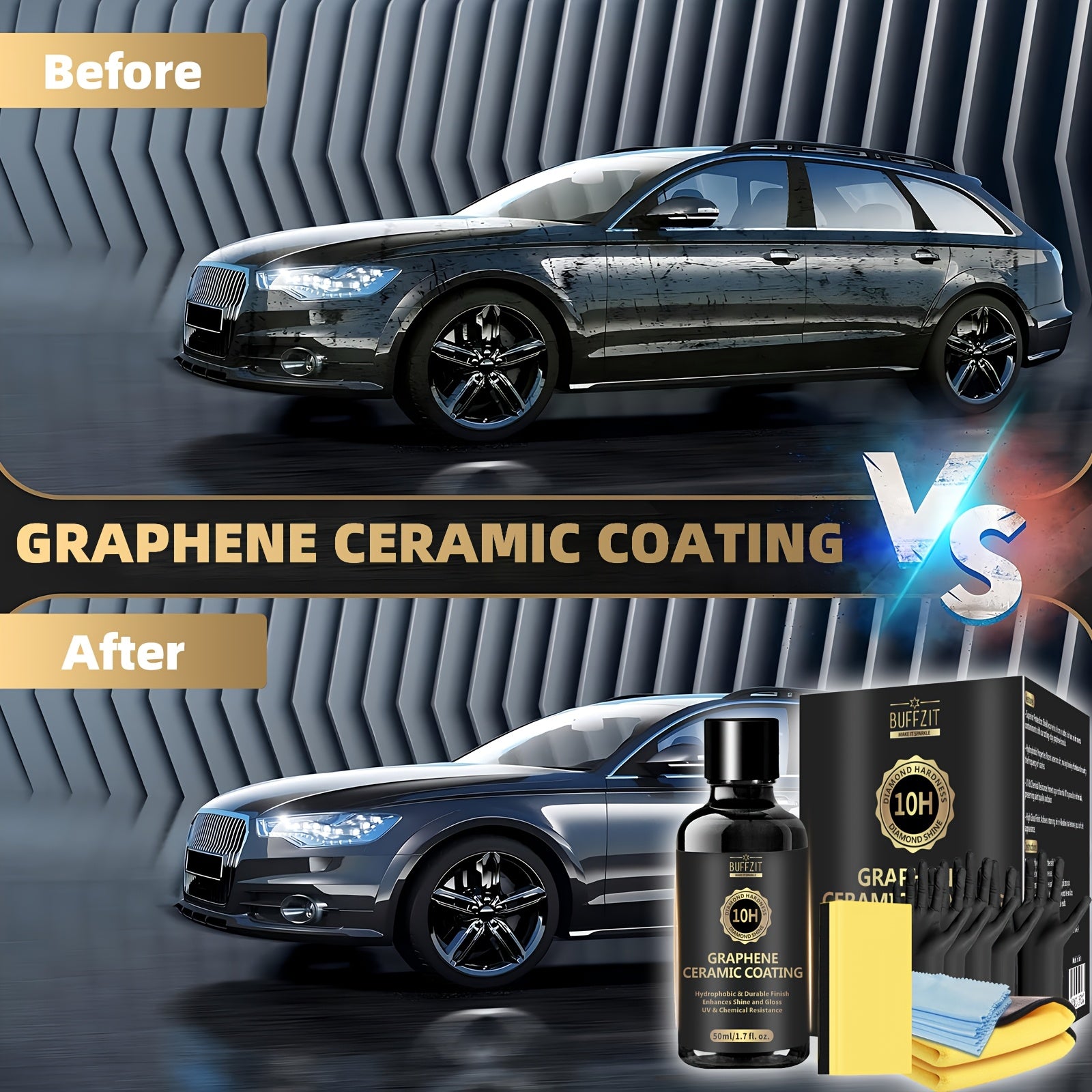 Graphene Ceramic Coating Wax for Cars 10H Surface Protection Hydrophobic High Shine 50ml