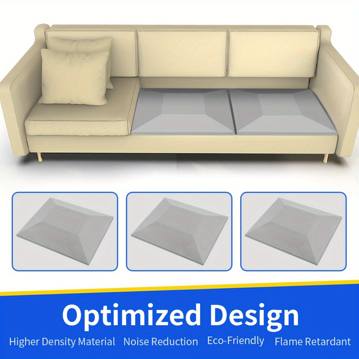 Gray Foam Sofa Cushion Support 20x20 Inches for Sagging Chairs and Sofas