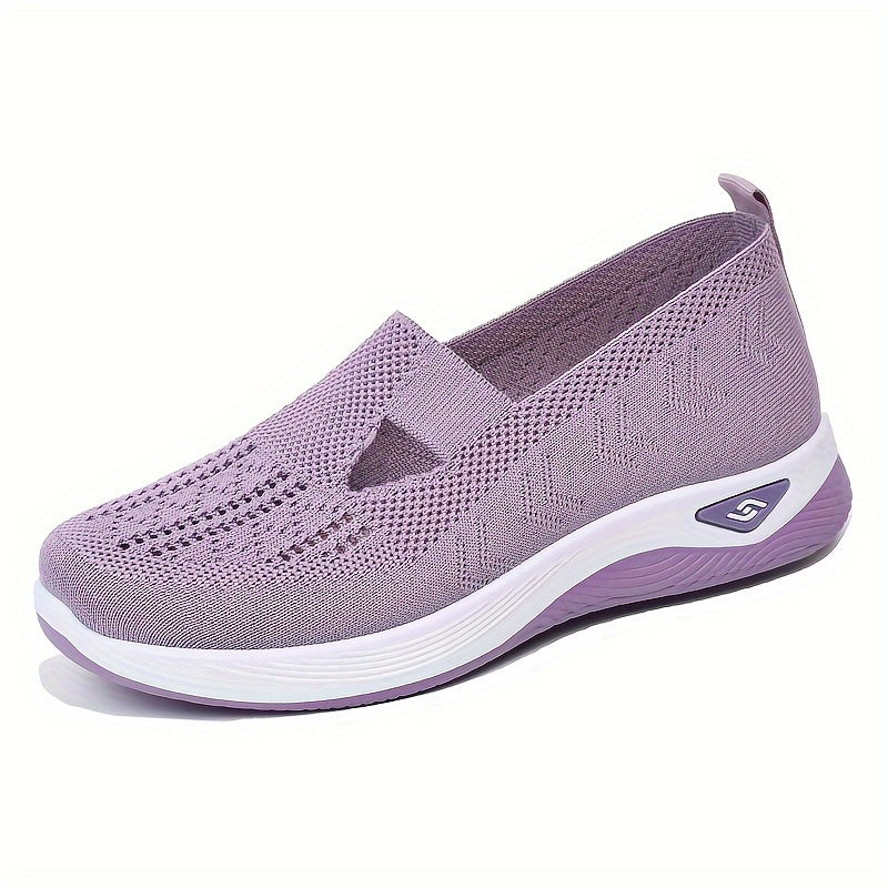 Women's Knitted Flats with Breathable Mesh Soft Sole and Cut-Out Design for Daily Wear