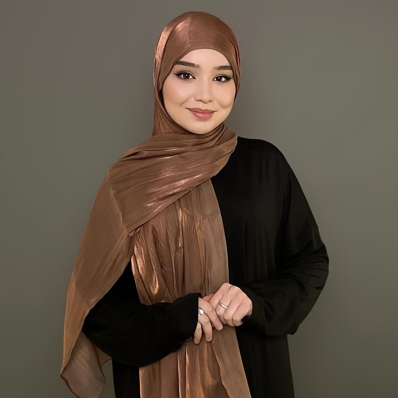 Elegant Organza Scarf with Crinkled Texture Satin Shayla Hijab for Women