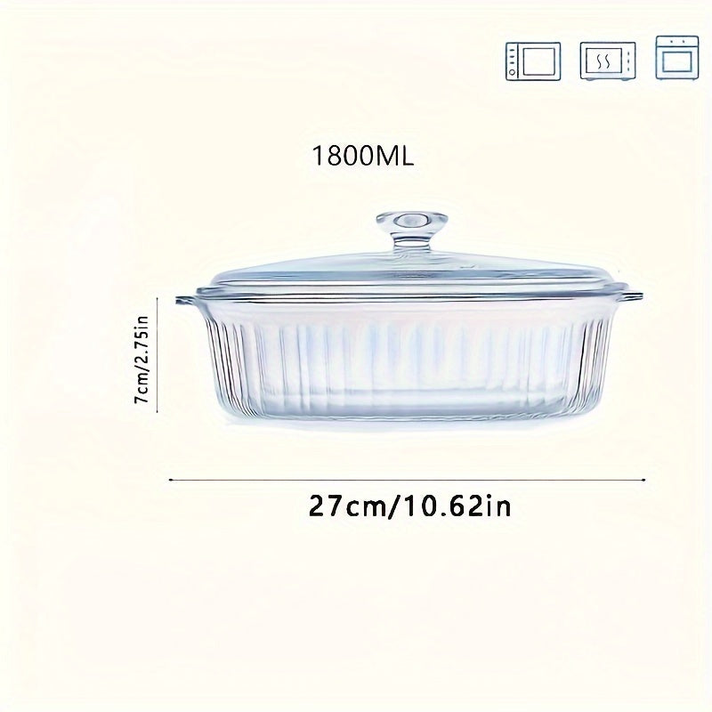 Double-Ear Glass Pot with Lid, Large Capacity, Lead-Free High Borosilicate