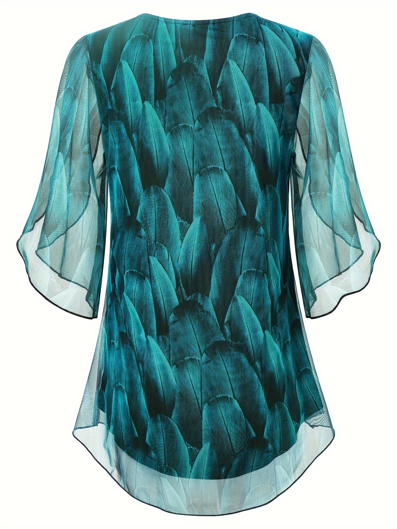 Blusa de malla con volantes para mujer con diseño cruzado, suelta, transpirable, top de verano