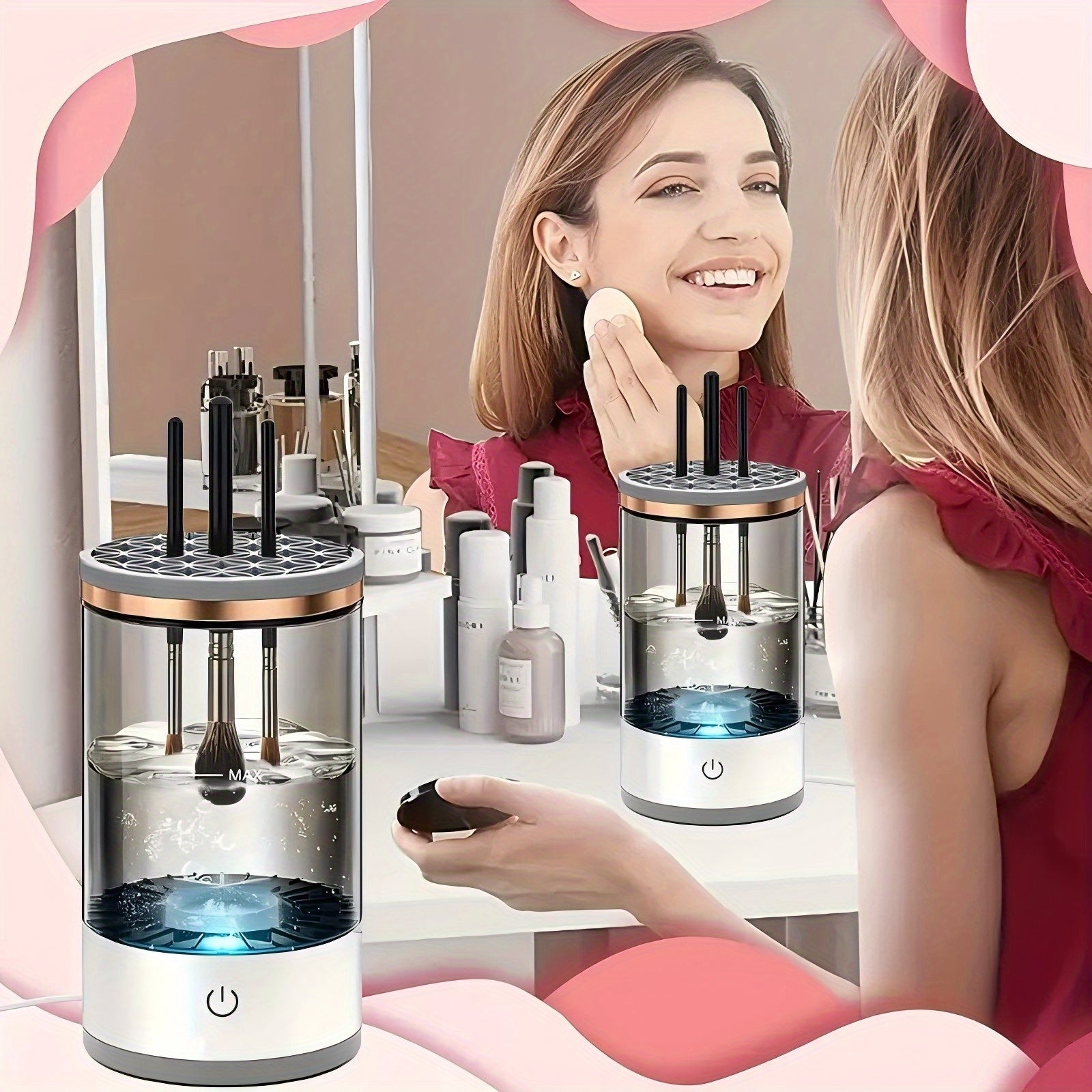 Taza limpiadora de brochas de maquillaje portátil con alimentación USB para todas las brochas de maquillaje