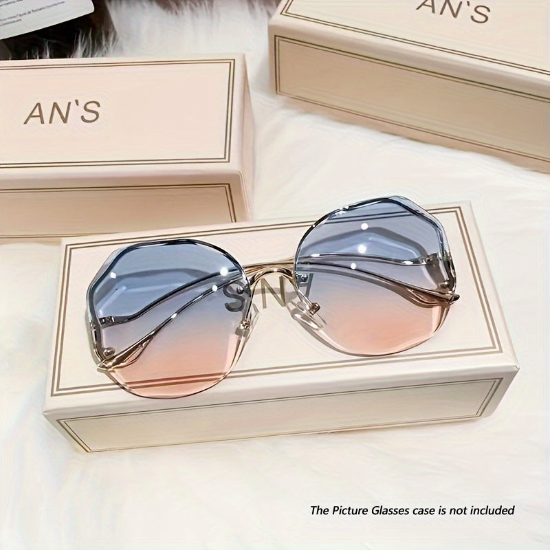 Ayollar uchun Ombre Quyosh Nurlari Polygon Rimless Moda Ko‘zoynaklar yozgi plyaj sayohati uchun