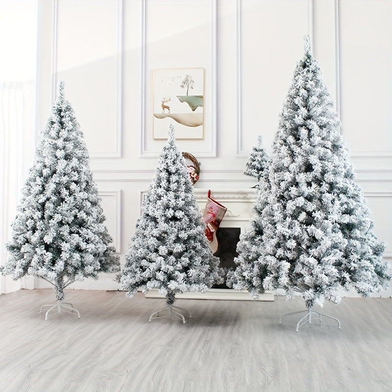 Lifelike Snow-Sprayed Christmas Tree Set with Ornaments Top Star and Letter Signs White Pink