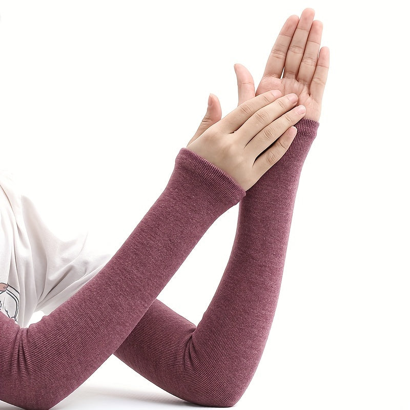 Women's Cashmere Fingerless Gloves Warm Winter Knit Sleeves