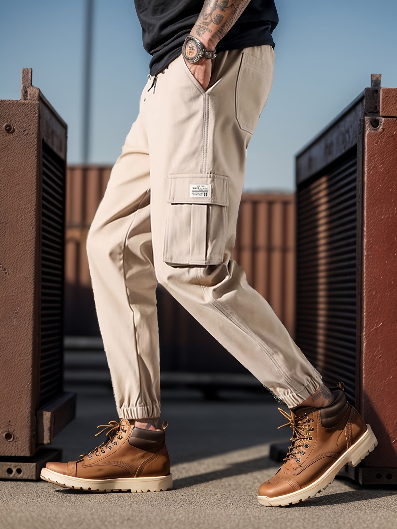 Men's Camouflage Cargo Pants with Flap Pockets Loose Fit Cotton Streetwear Outdoor