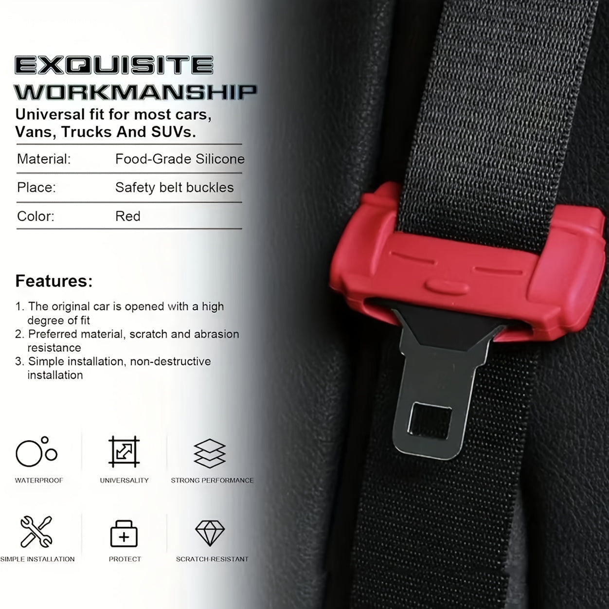 Silicone Car Seat Belt Buckle Protector Anti-Scratch Cover for Safety