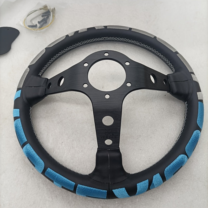 Volante azul gris universal para juegos de carreras y simuladores