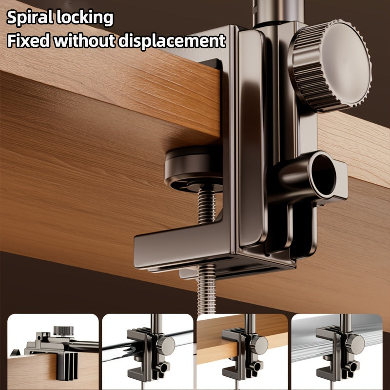 Gooseneck Phone and Tablet Stand Black Steel Adjustable Clamp Bed Desk Holder Compatible with iPhone iPad and Tablets