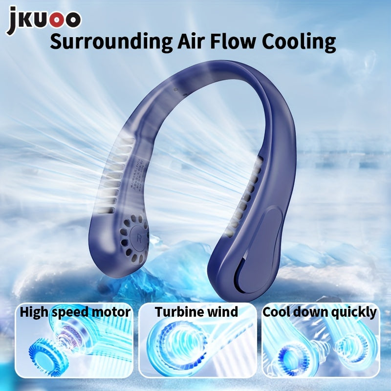 Portable USB Neck Fan with 5-Speed Adjustable Cooling Digital Display Rechargeable Battery for Outdoor Sports Travel Summer