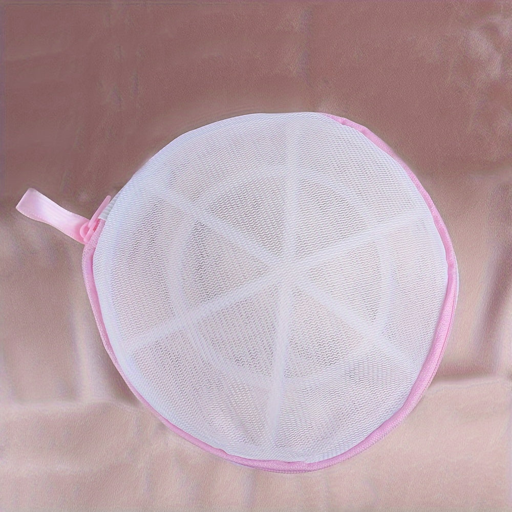 Polyester Mesh Laundry Bag for Delicates with Pink Zipper Breathable Washable Storage