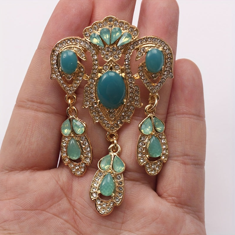 Retro Style Brooch Water Opal Elegant Pin for Women's Attire