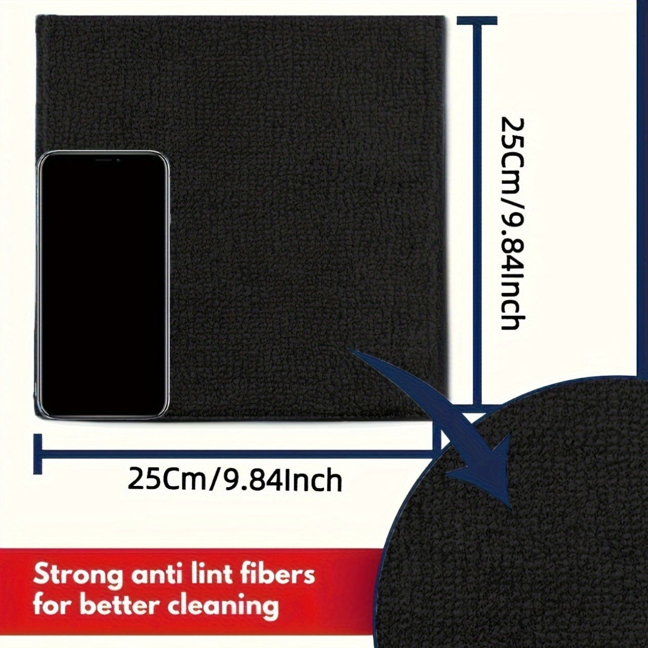 Set of 5/10/20/50 Black Flat Cleaning Cloths Soft Quick-Drying Absorbent