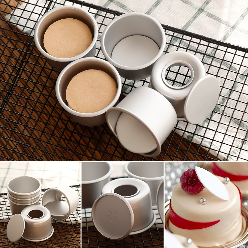 Mini Aluminum Golden Round Cake Mold 2-Inch Removable Bottom Baking Tool