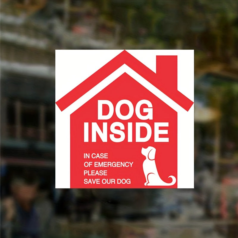 Set of 4 Dog Inside Alert Window Stickers Vinyl Waterproof Scratch-Resistant Indoor Outdoor Decor