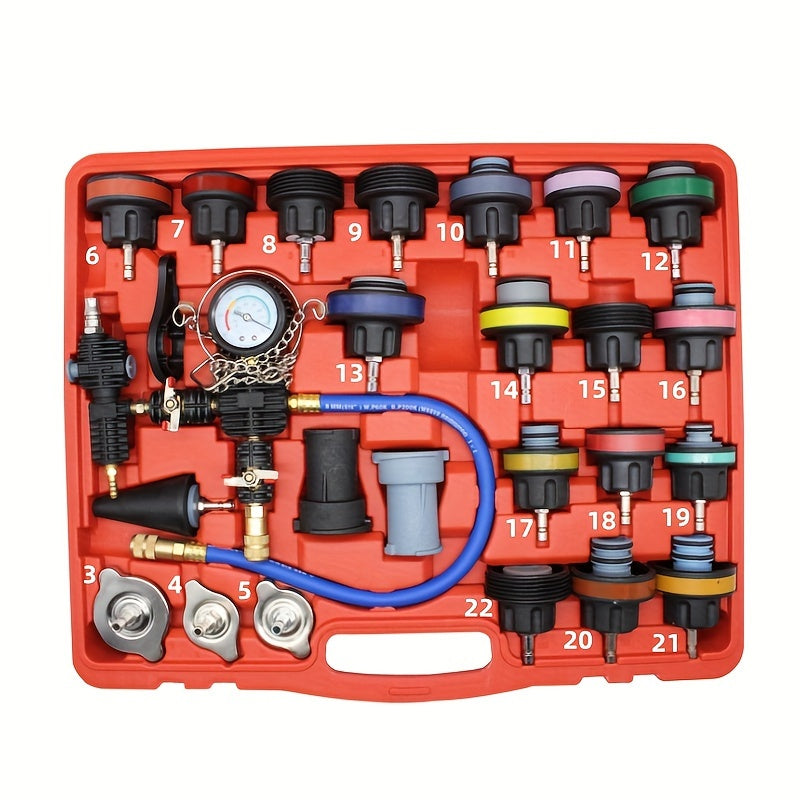 28pcs Car Radiator Leak Detection and Pressure Test Kit for Fluid Checking