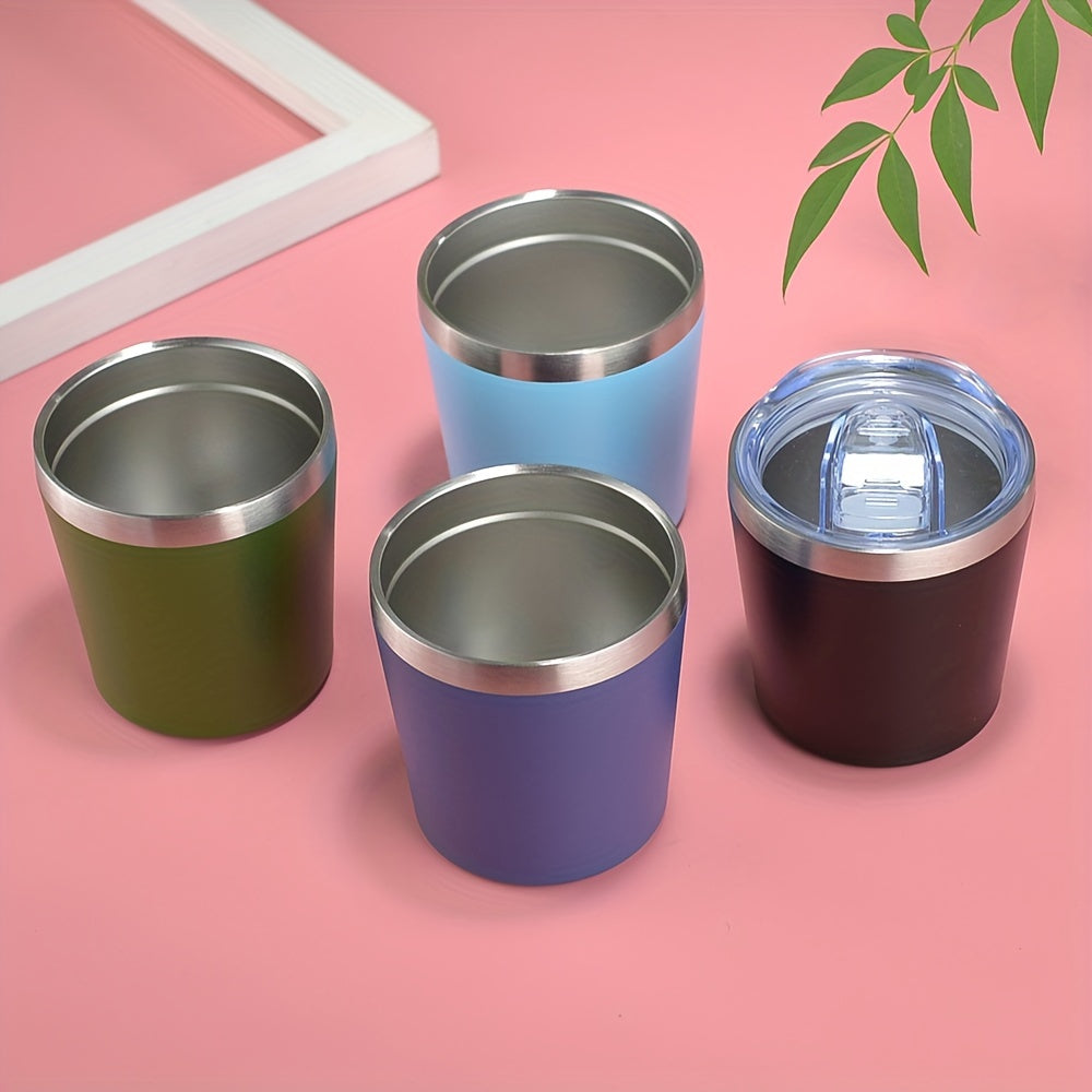Noxud qotishma mini tumbler izolyatsiyalangan qopqoq bilan - 8oz 260ml ikki devorli vakuumli stakan issiq va sovuq ichimliklar uchun - Qo'l bilan yuvish mumkin va qahva va boshqa ichimliklar uchun qayta ishlatiladigan