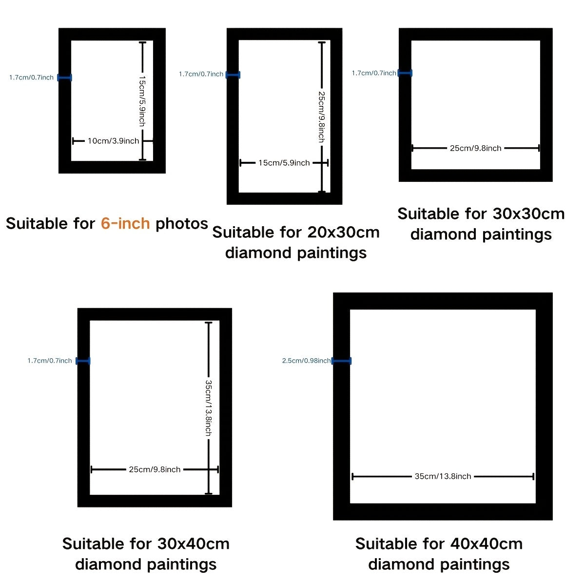 Рамки для фотографий с алмазной живописью для 6 дюймов и 8x12 дюймов 20x30 см 12x12 дюймов 30x30 см 12x16 дюймов 30x40 см 16x16 дюймов 40x40 см настенное искусство
