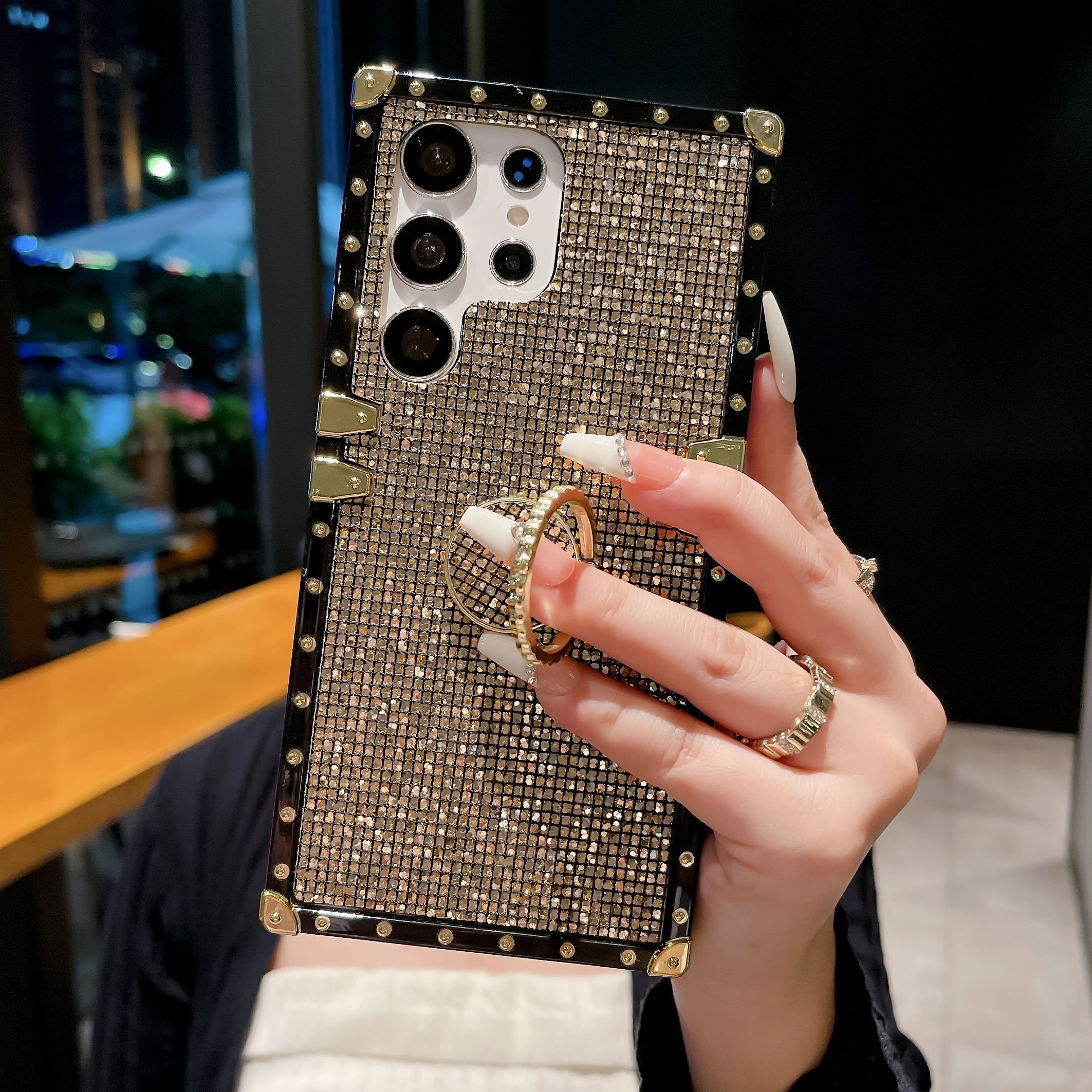 Diamond Studded Phone Case for Samsung Models Durable PC Protective Cover