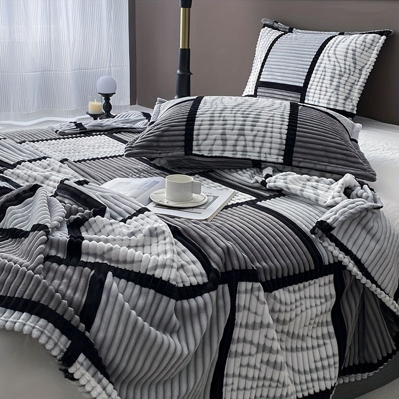 Manta de terciopelo impresa geométrica para cama, sofá, camping, aire acondicionado, todas las estaciones