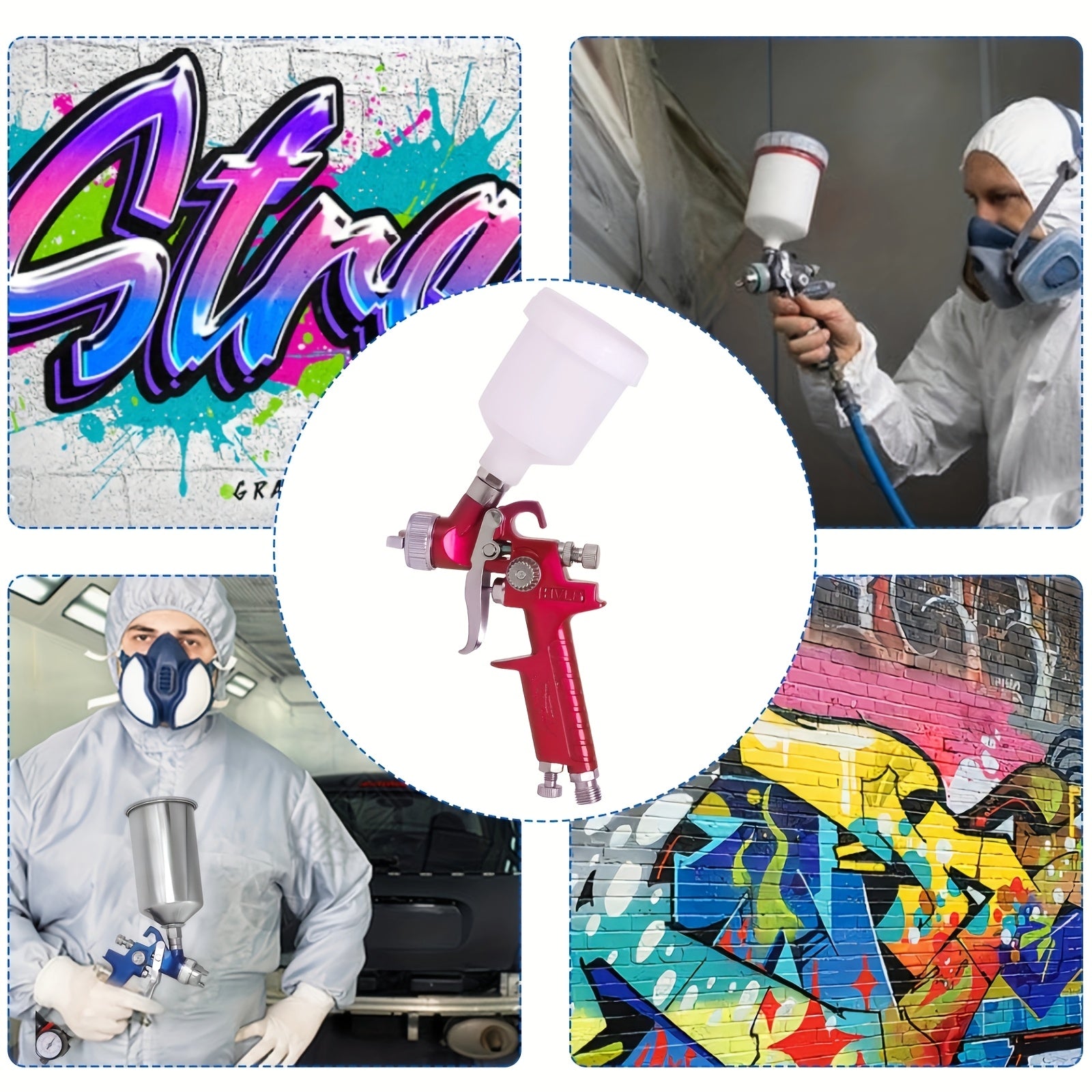 Professional bo'yoq uskunalari uchun Spray Gun 1.0 Caliber Red