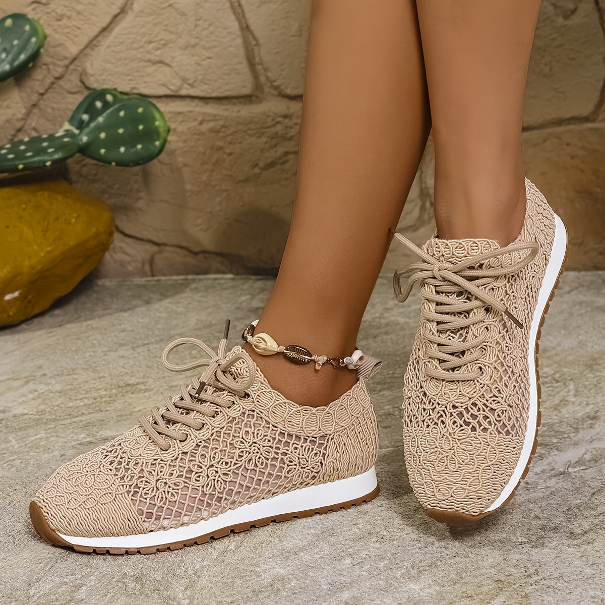 Women’s Summer Mesh Casual Shoes Breathable Fabric Rubber Sole Solid Color