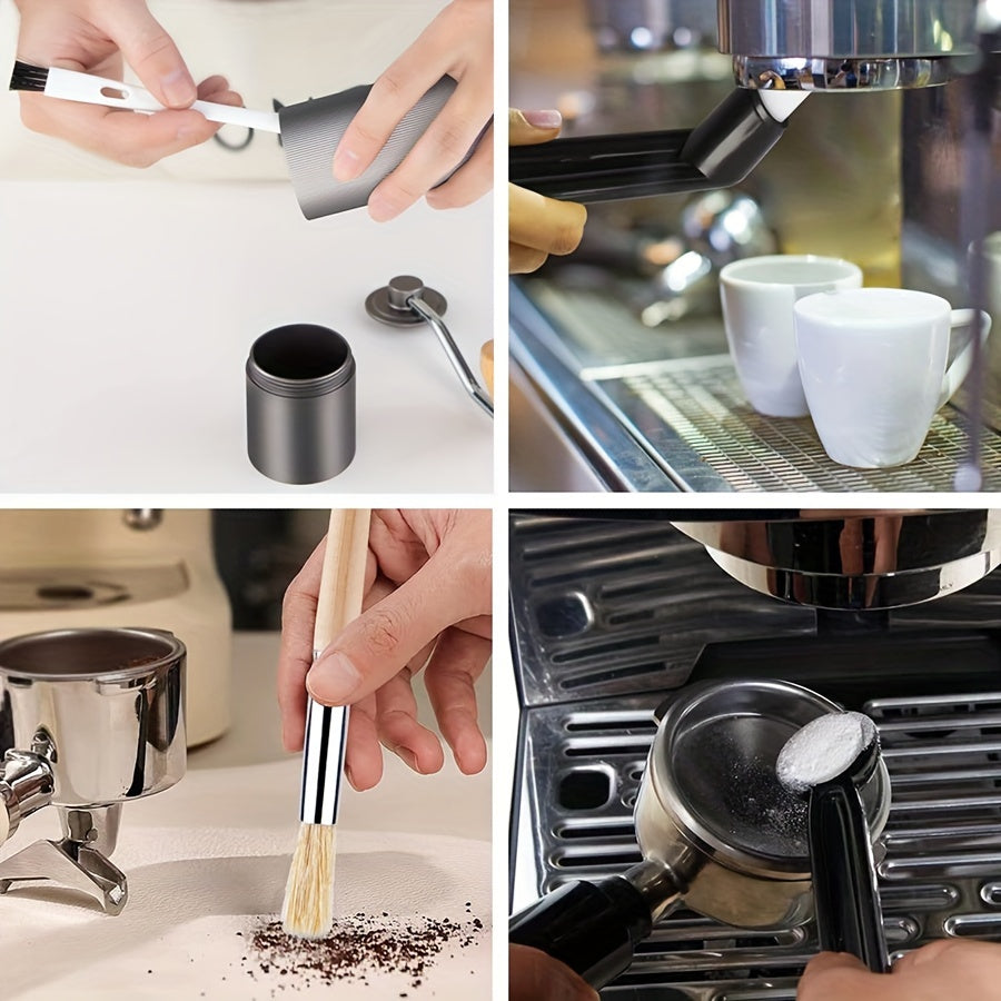 Professional Espresso Brush Set in Wooden Handles for Coffee Machines