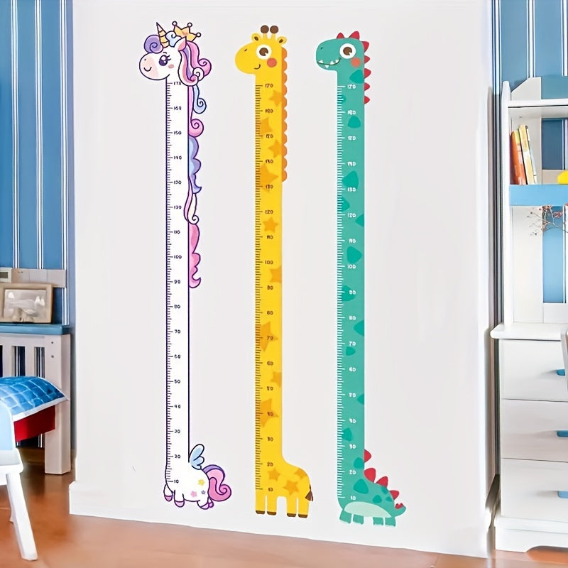 Adhesivos de vinilo para pared con estampado de animales, jirafa y dinosaurio, para medir la altura, decoración para la habitación de los niños