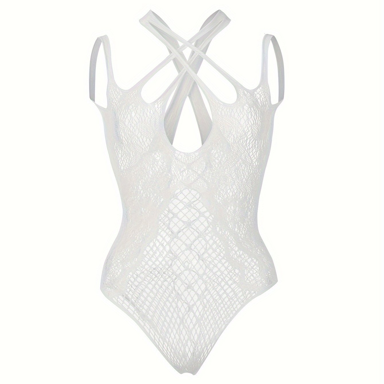 Women's Lace and Mesh Bodysuit with Cutouts and Low Support