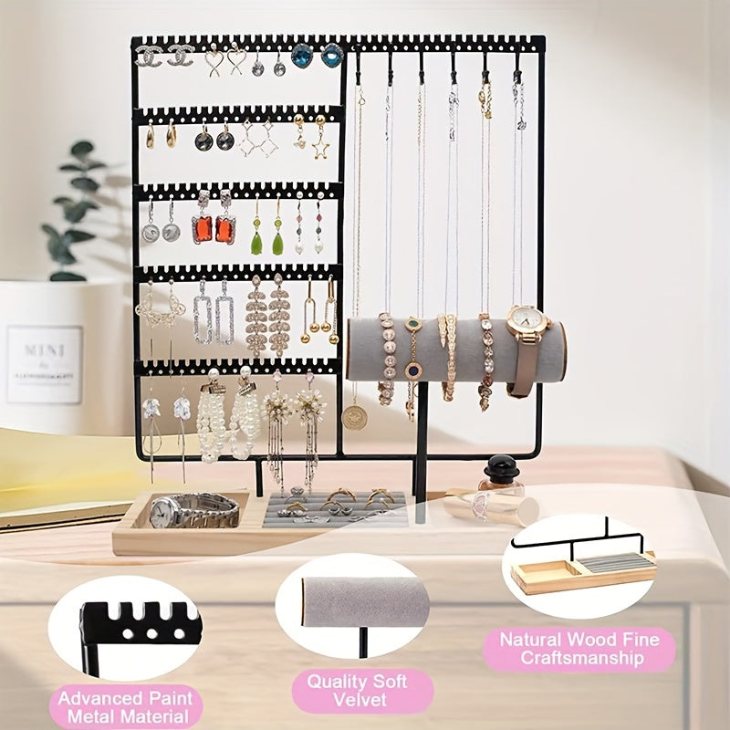 Jewelry Stand with Earring Holder Necklace Ring Watch Bracelet Organizer Display Rack