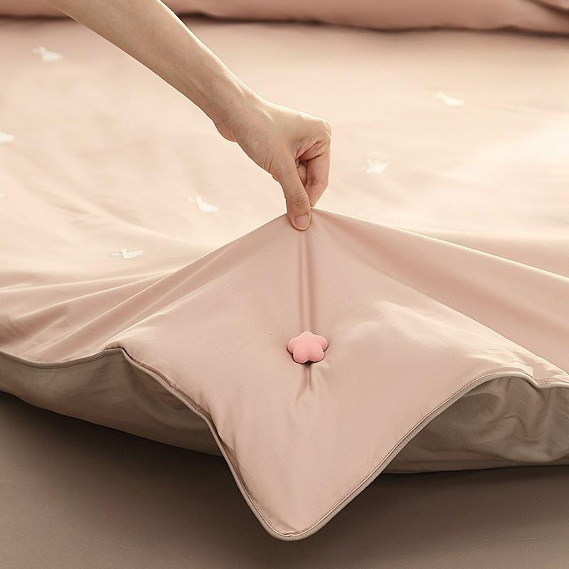 Set of 6 Pink Floral Bedding Fasteners Non-Slip Duvet Cover Sheet Holders