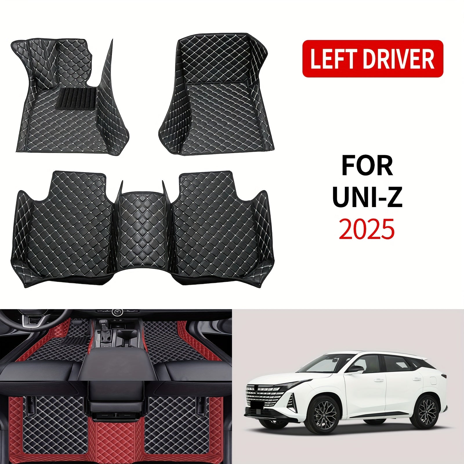 Car Faux Leather Mat Set All-Season Non-Slip Easy to Clean Durability