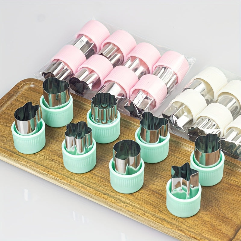 Set of 8 Stainless Steel Cookie and Fruit Print Baking Tools with Changeable Plungers