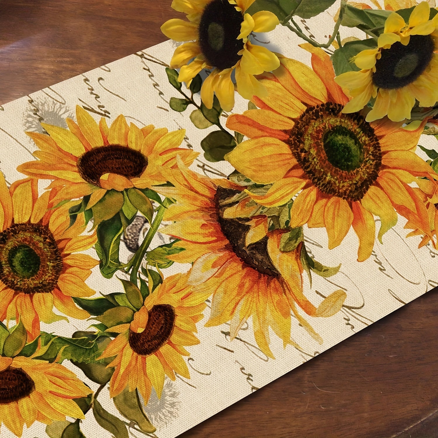 Caminador de mesa de girasol de otoño resistente al aceite y a las manchas para decoración de cocina y comedor