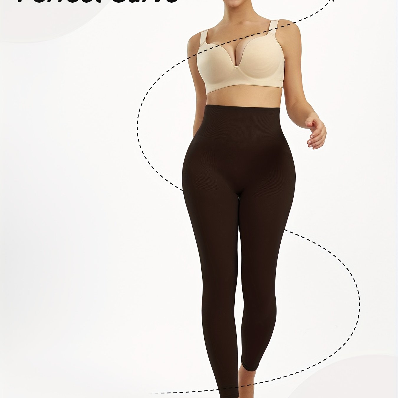 Women's High Waist Shaping Leggings Tummy Control Butt Lift Seamless Brown Yoga Running Casual