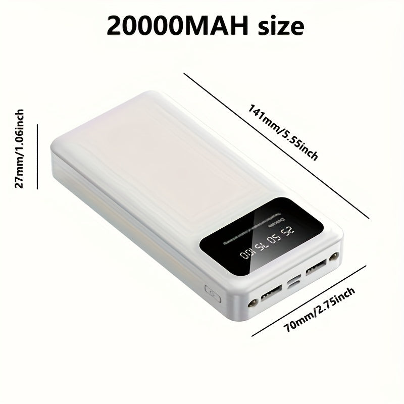 10000/20000 mAh yuqori quvvatli portativ zaryadlovchi, 5V2.1A chiqish bilan, Android/iPhone qurilmalari bilan mos keladi, LED va raqamli ko'rsatkichga ega, xavfsizlik uchun polimer litiy batareyasi bilan.