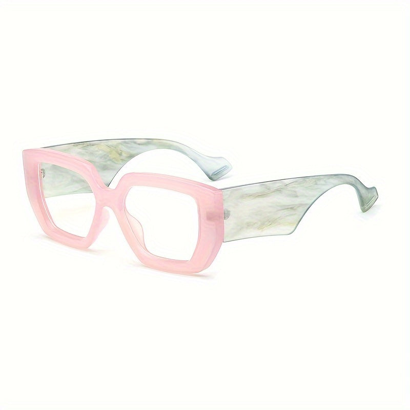 Gafas de ordenador de moda para mujer con montura de bloques de color gelatinoso y lentes transparentes