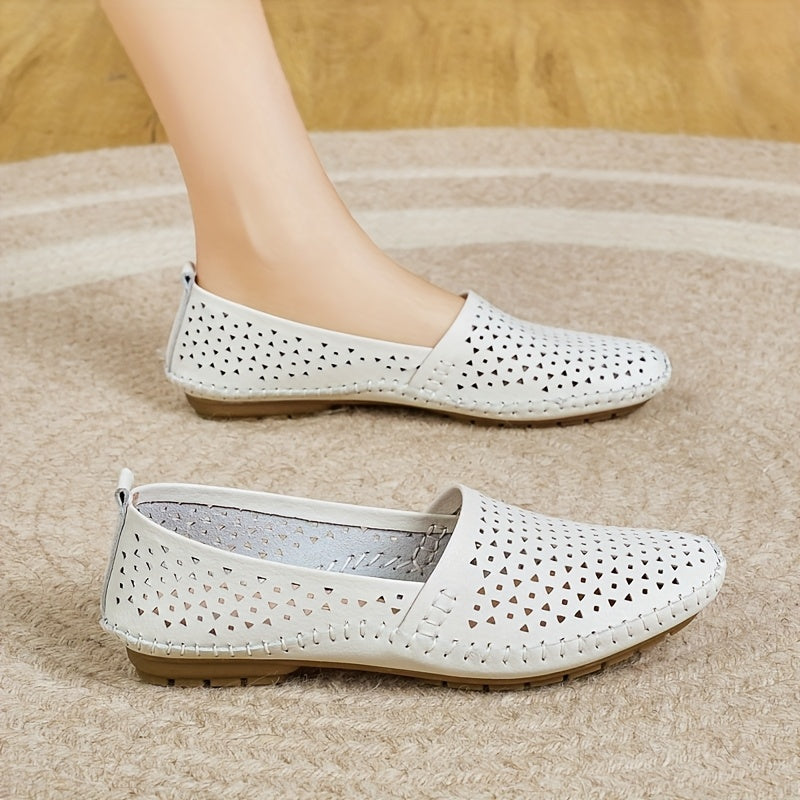 Women's Breathable Summer Slip-On Loafers Casual Round Toe Non-Slip Lightweight PU