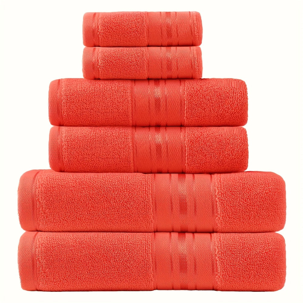 Set of 6 Absorbent Cotton Bath Towels for Spa Hotel Bathroom Use