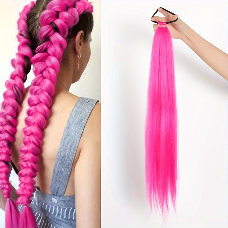 Women's Synthetic Ponytail Extensions 71cm Long Black Hairpiece Elastic Band