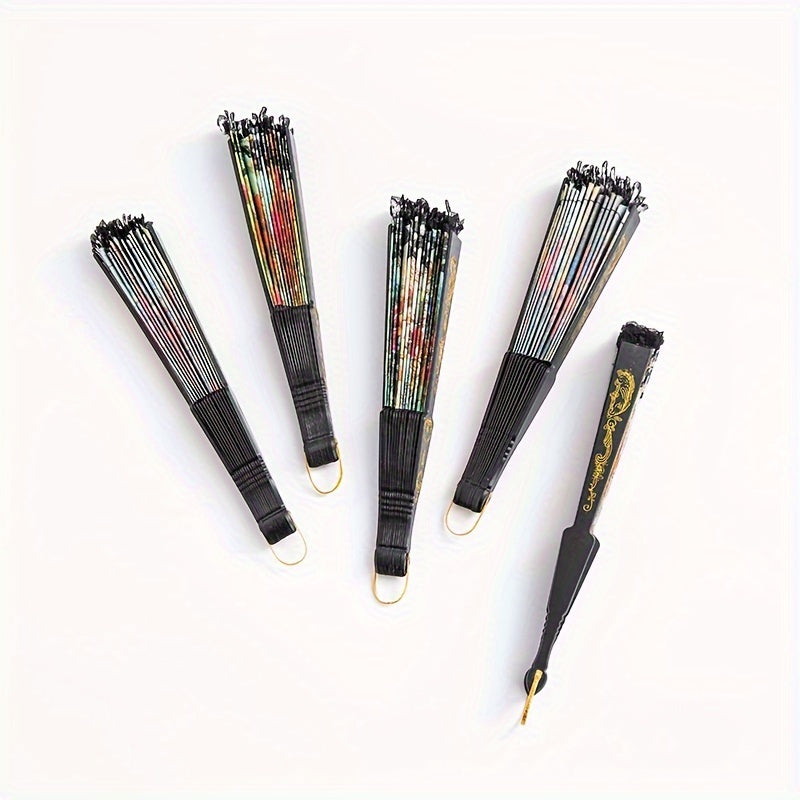 12 ta qora dantel bilan bezatilgan qo'l ventilyatorlari to'plami, retro gullar bilan bezatilgan egiluvchan ventilyatorlar, ayollar uchun Xitoy uslubidagi egiluvchan ventilyatorlar, raqs ko'rsatmalari va fotosessiyalar uchun