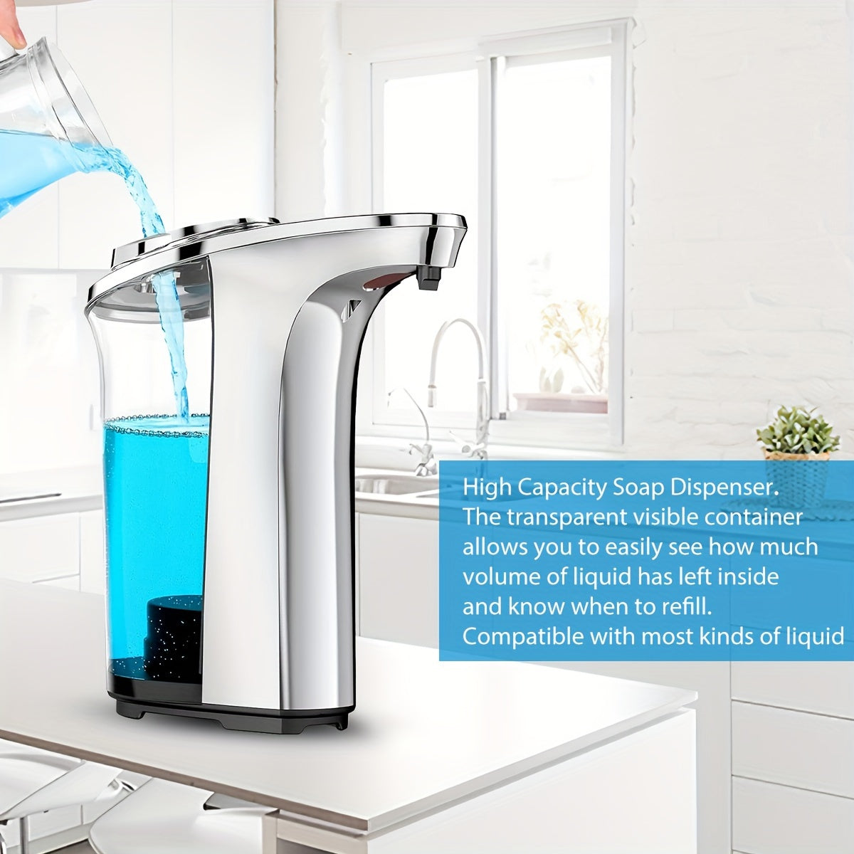 Dispensador de jabón con sensor infrarrojo sin contacto 17oz Niveles ajustables Uso en baño