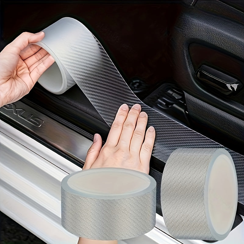 Protector de borde de puerta de coche de fibra de carbono universal con cinta anticolisión autoadhesiva