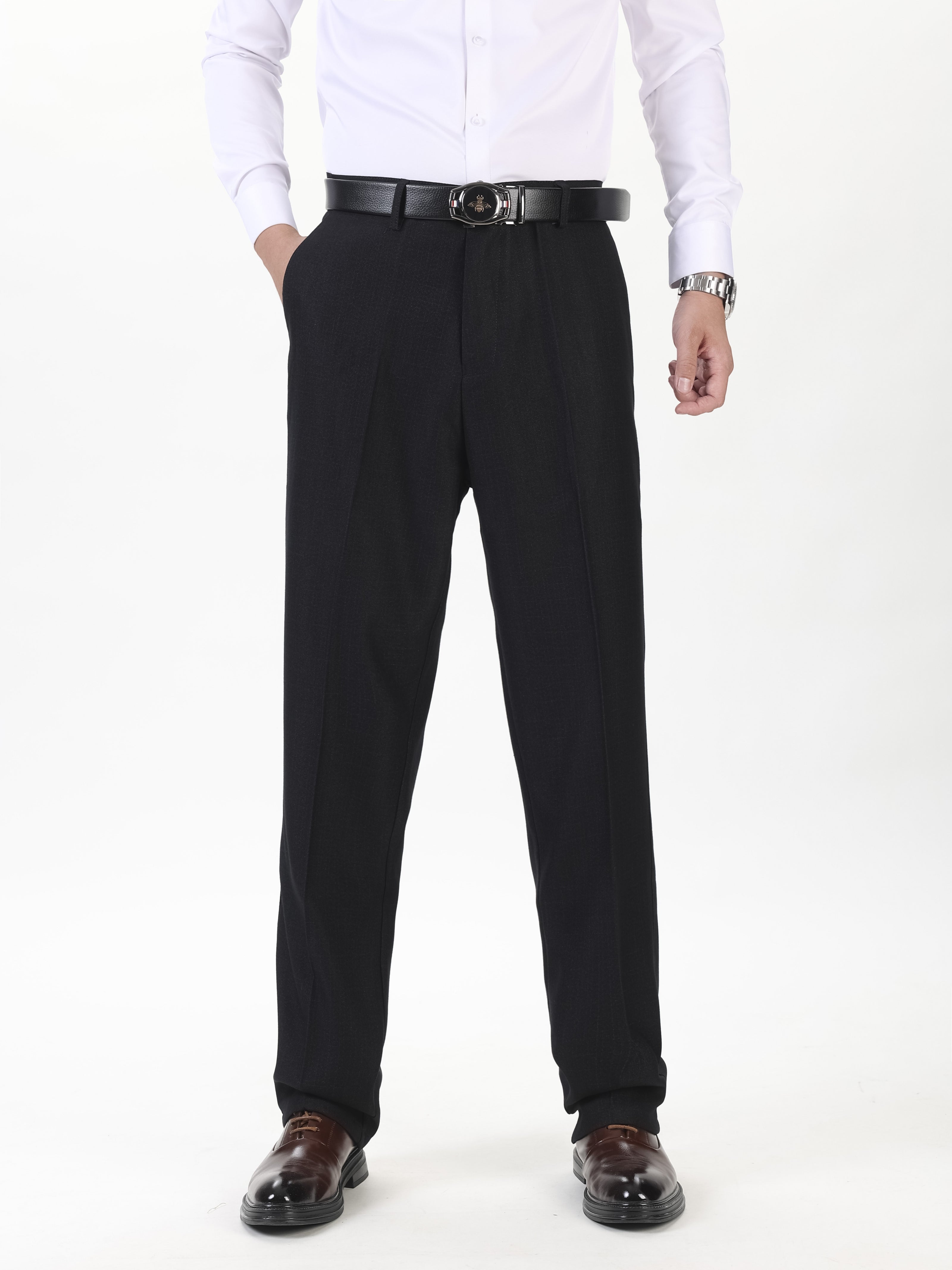 Plus Size Men's Slim Fit Dress Pants Solid Color Polyester Blend Straight Leg Business Casual 0XL-5XL