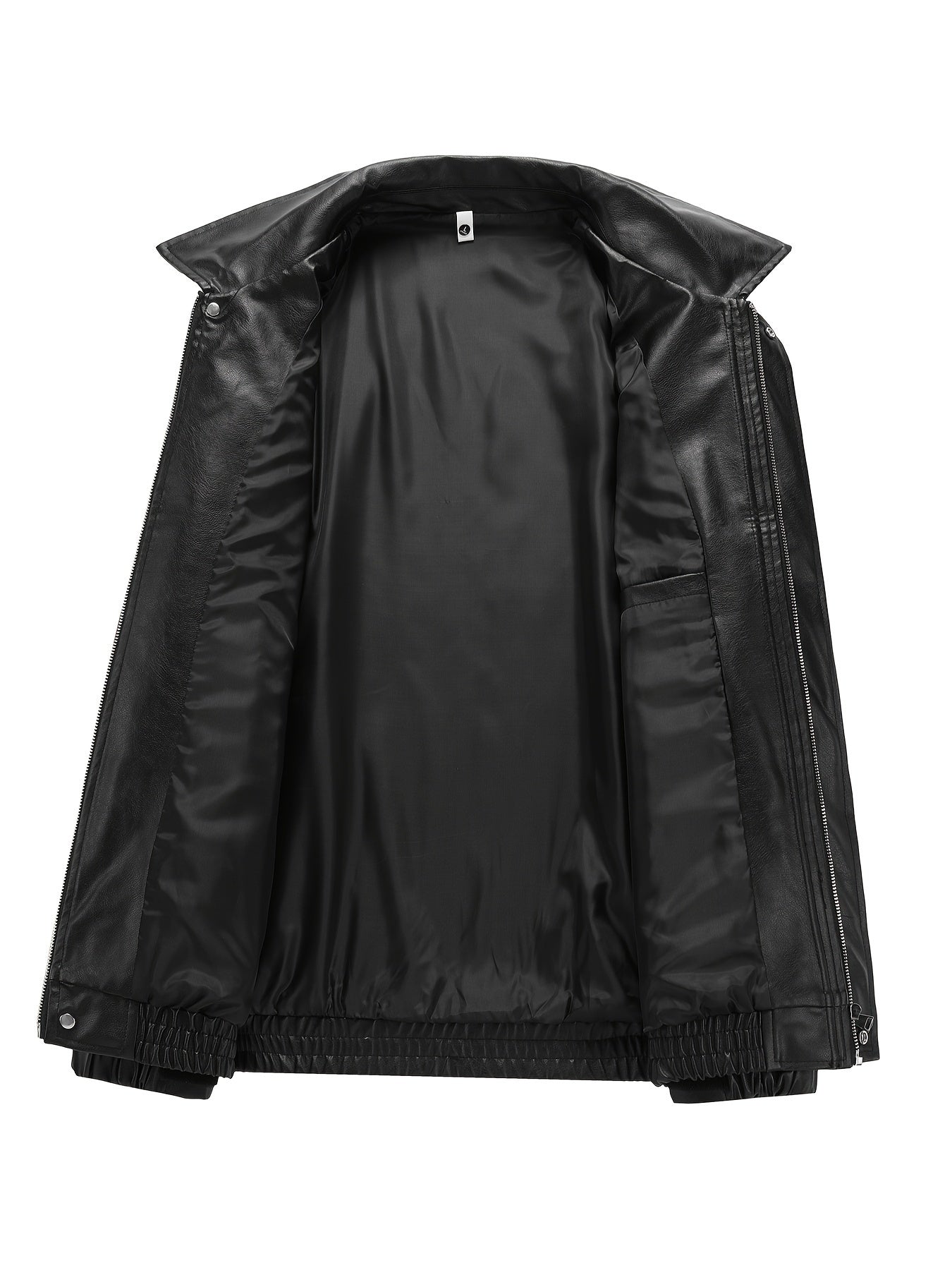 Chaqueta casual de cuero PU para hombre con cremallera, ropa de calle para primavera y otoño