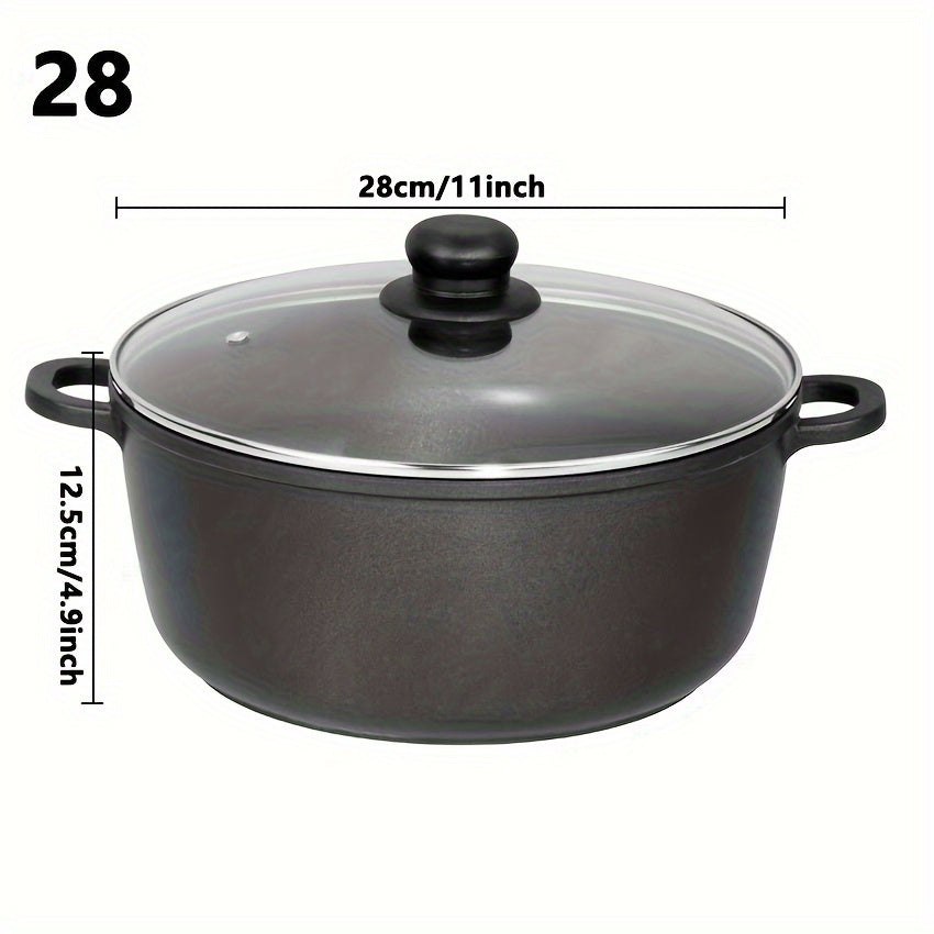 Japanese Style Dual Handle Deep Soup Pot Non-Stick Aluminum 3.5 Quart